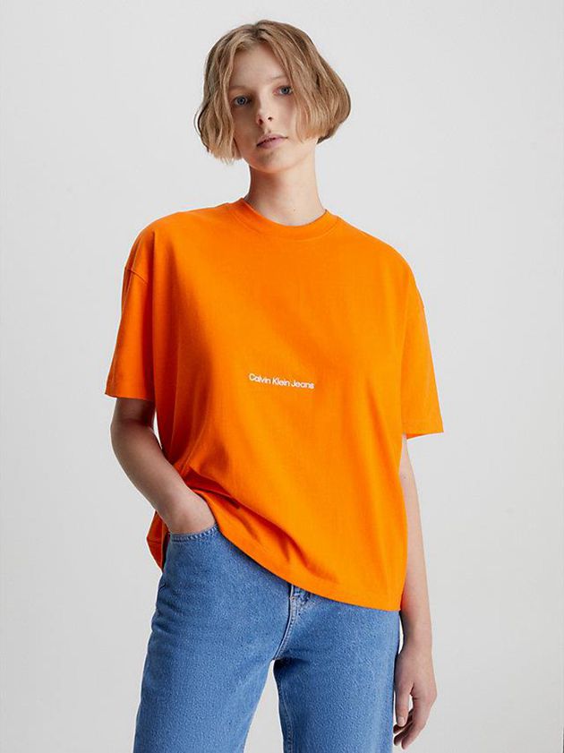 Calvin Klein USA Boyfriend Logo Womens T-Shirt Orange 5184270-FY